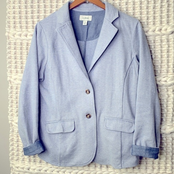 LL Bean Lightweight Herringbone Blazer - Picture 1 of 5